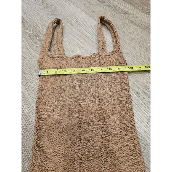 Hunza G Women’s Tank Square-Neck Mini Dress Brown (Cocoa) One Size - Picture 7 of 8